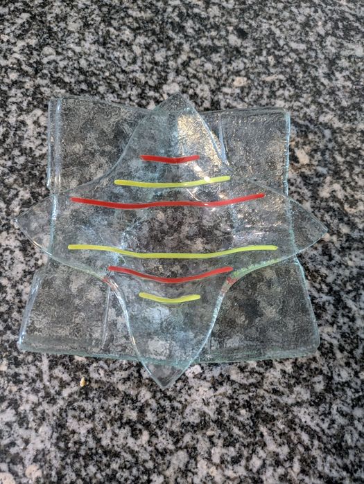 Peça decorativa - suporte de velas - chaveiro em vidro