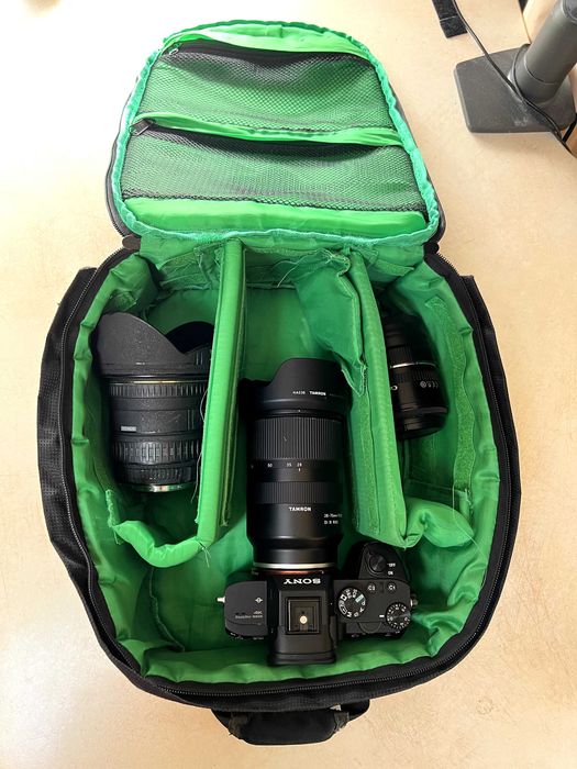 Sony a73 + Tamron 28-75 + Canon 50mm + Sigma 17-35 + Gimbal + Equipment (I Speak only English)