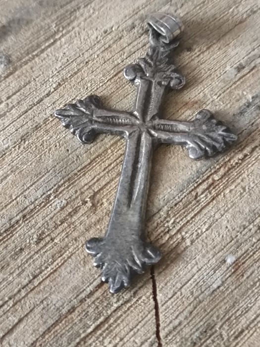 Srebrny ,stary krzyżyk prawosławie . Vintage