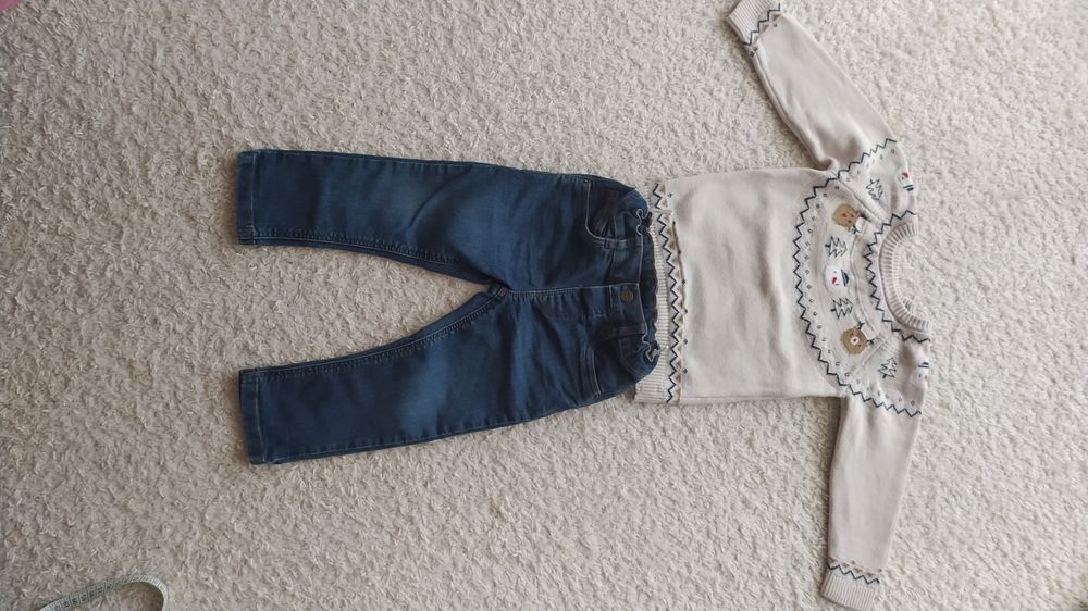C&A sweter i jeansy zestaw r. 92