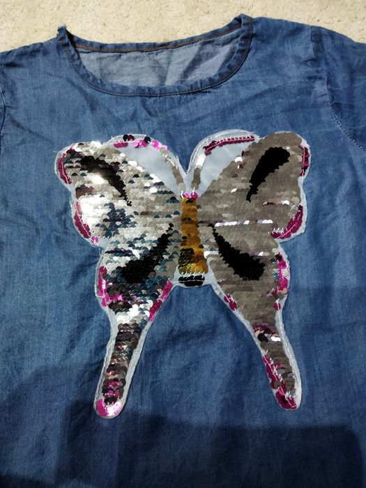 Tunika jeansowa z odwracanymi cekinami