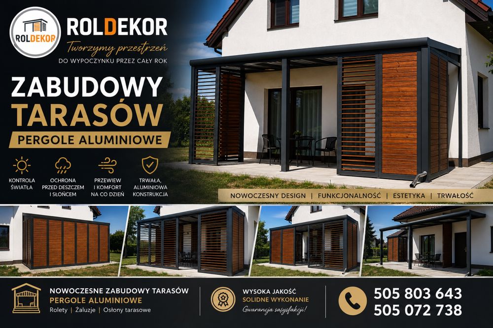 *Żaluzje drewniane *Pergole lamelowa*Zabudowa tarasów*Ruchome deseczki