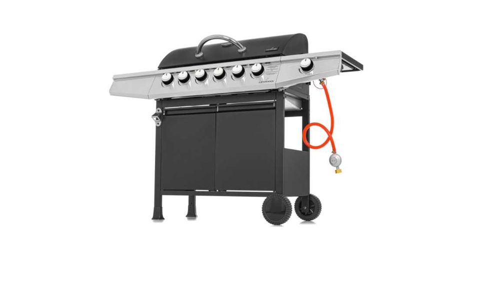 Grill gazowy ogrodowy żeliwny Lehmann Vegas ruszt 6+1 srebrny