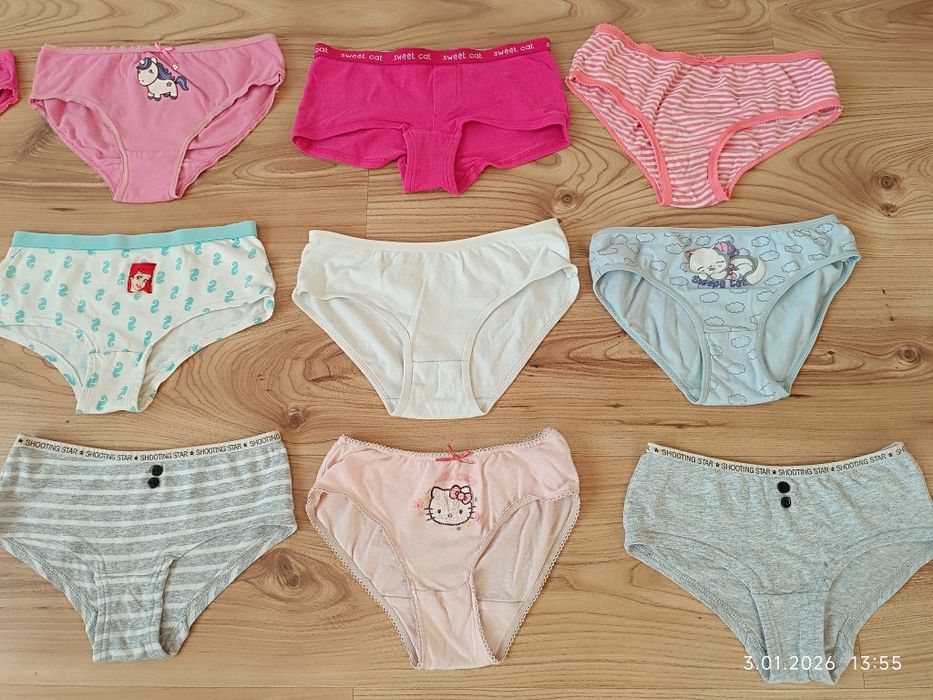Zestaw 12 szt majtek r 128 dla dziewczynki bielizna