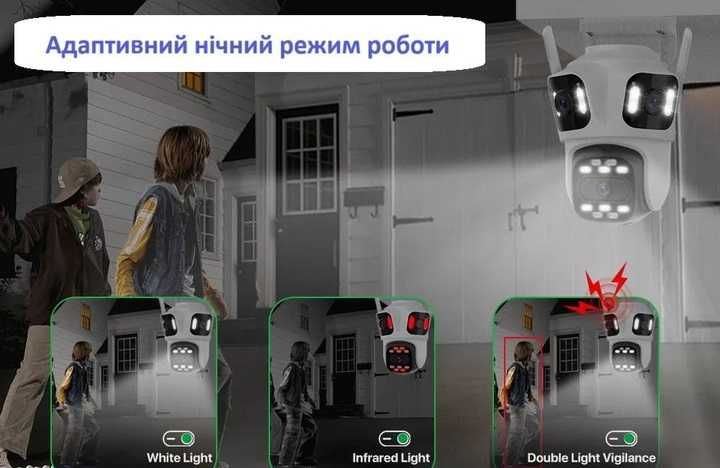 IP WIFI Камера видеонаблюдение 6K 12МП 3 объектива Уличная Besder XM76