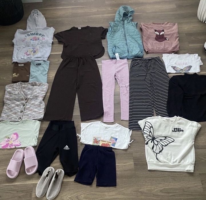 Zestaw 134 140 bluzy koszulki spodnie bluzki