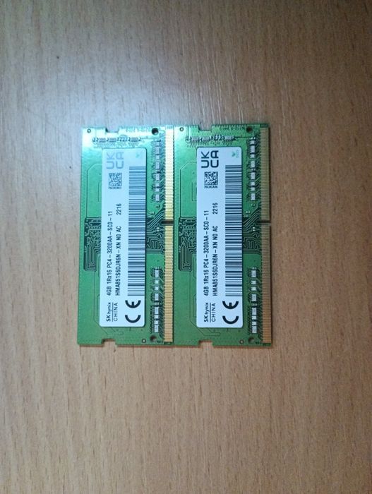 Оперативна пам'ять для ноутбука ddr4 3200Mhz 2x4gb hynix