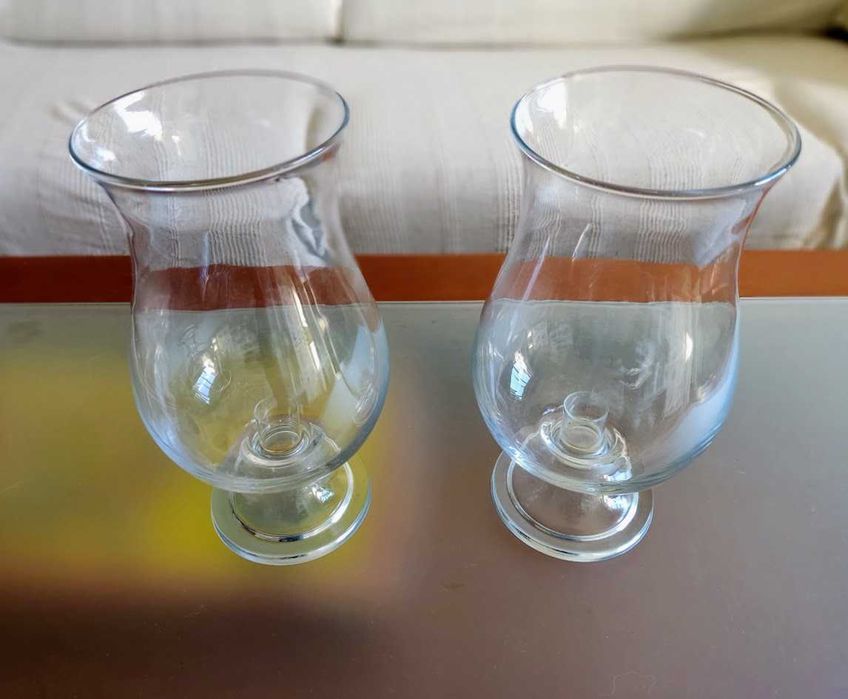 Par de porta velas em vidro Marinha Grande