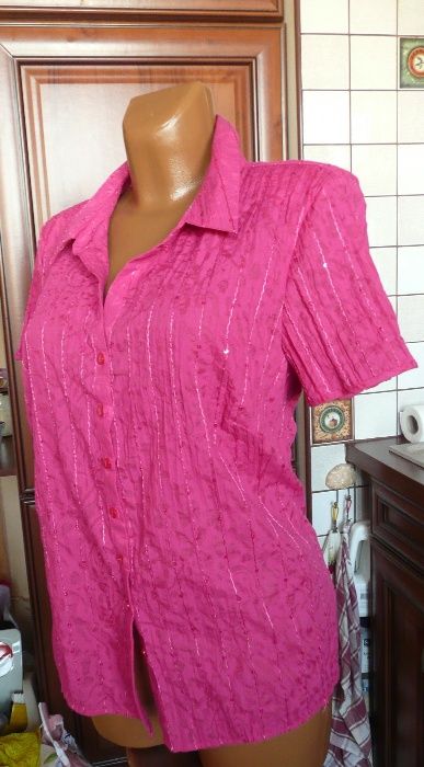 BM COLLECTION malinowa bluzka cekiny 48 50 w centki