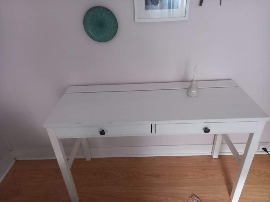 Secretaria com 2 gavetas madeira velatura branco
