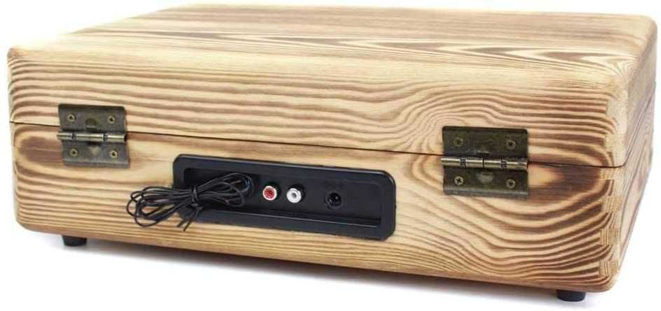 Gira discos portátil mala em madeira ou pele Bluetooth e USB
