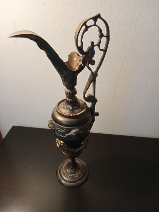 Linda Anfora antiga Grega em Bronze Vintage 38,5 de altura