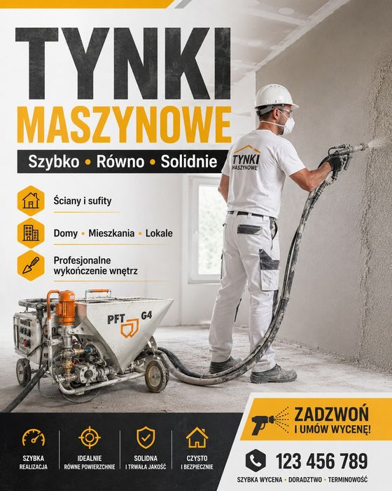 Tytuł ogłoszenia:
Tynki maszynowe – profesjonalne wykończenie wnętrz