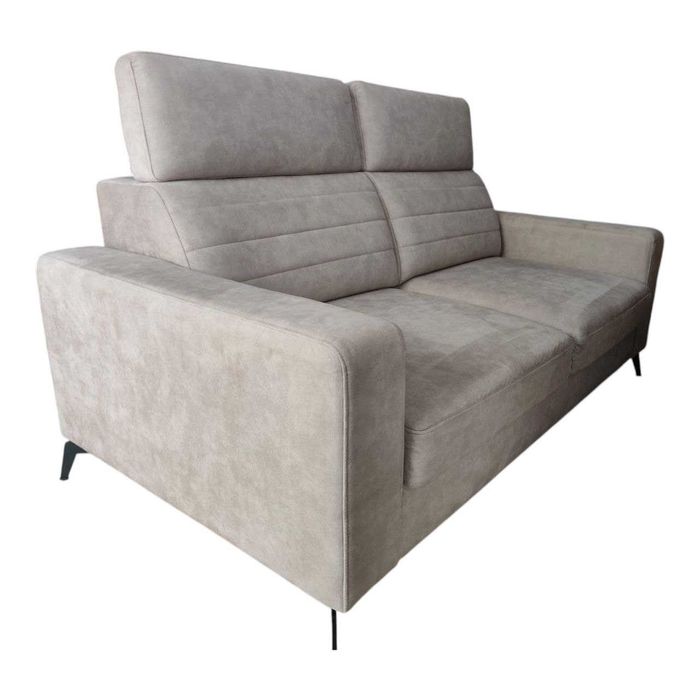 Piękna Nowoczesna, beżowa sofa kanapa 3 osobowa regulowane zagłówki