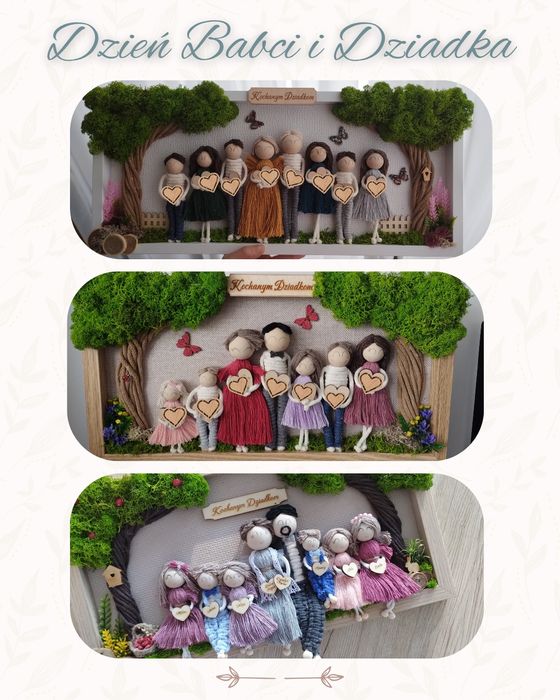 Dzień babci i dziadka, makramowy portret