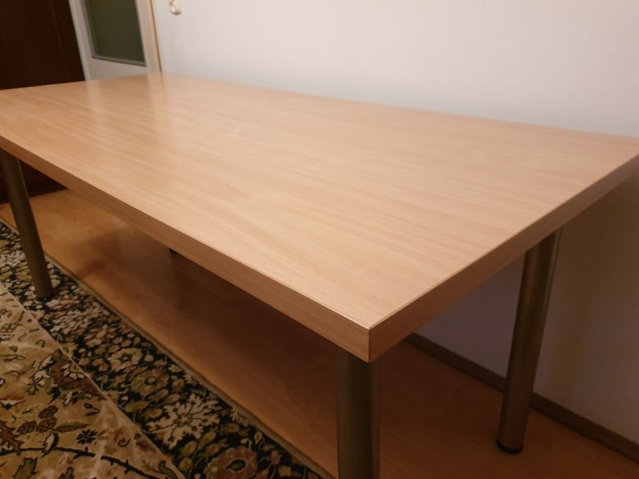 Stół z chromowanymi nogami 180,5x80,5x3,7 buk (**dostępne 8 krzeseł)