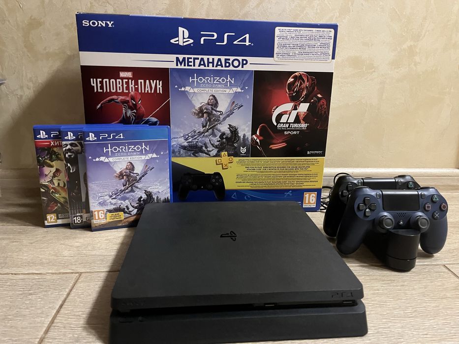 PS4 Slim 1TB + 4 гри + коробка + зарядка | Ідеальний стан