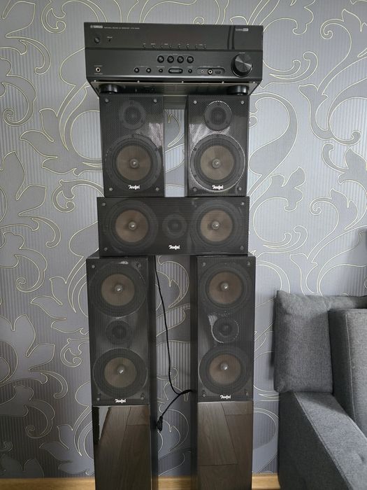 Kino domowe mega bass !!! Yamaha HTR + głośniki Teufel  M420 z wbudowanym wzmacniaczem