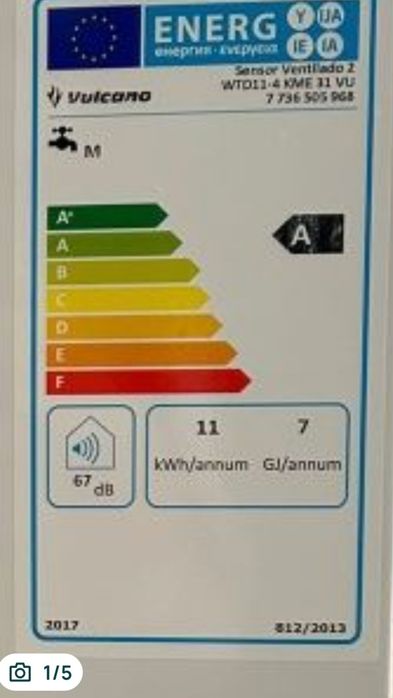 Esquentador vulcano ventilado 11L