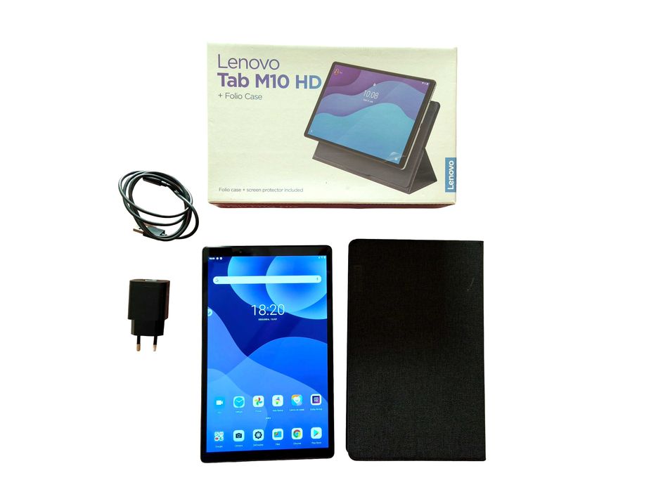 Tablet Lenovo Tab M10 HD (2.ª Geração) TB-X306F – Como Novo + Capa Folio + Caixa Original