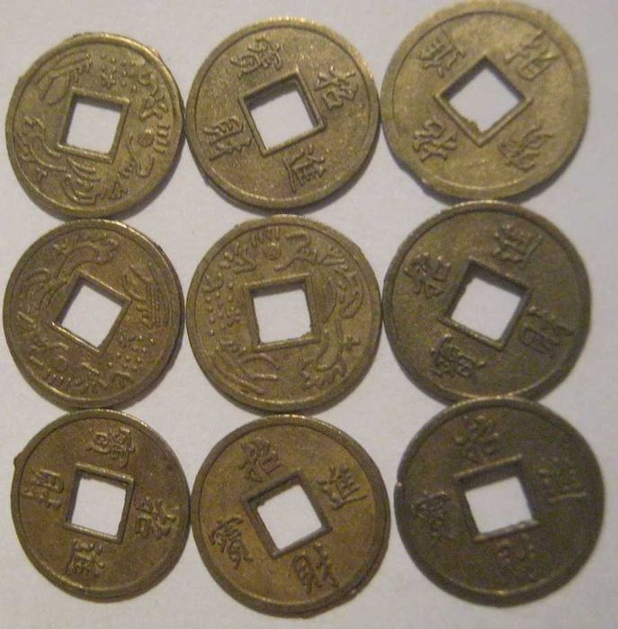 Starożytne monety chińskie Feng shui.
