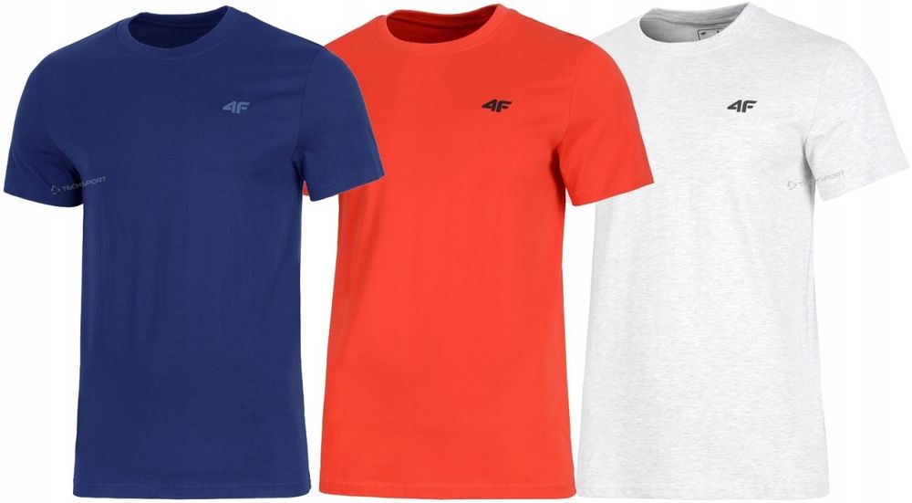 4F Zestaw 3Szt. 3-Pak Męska Koszulka T-Shirt 100% Bawełna / Rozm Xl