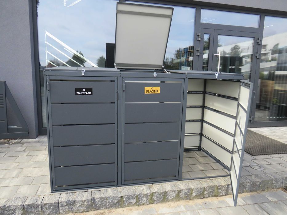 Zabudowa koszy pojemników na odpady obudowa kosza wiata na kosze 240 L