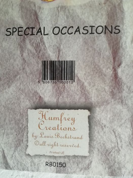 Postal de aniversário Humfrey Creations, escrito