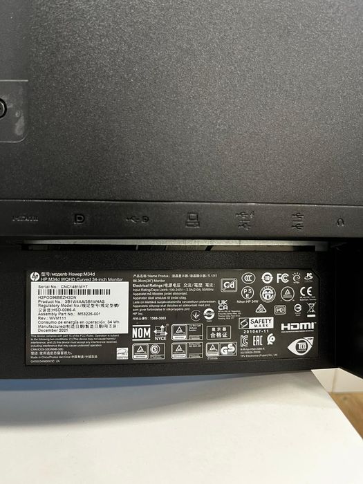 Monitor Curvo HP M34D 34" Ultra HD
