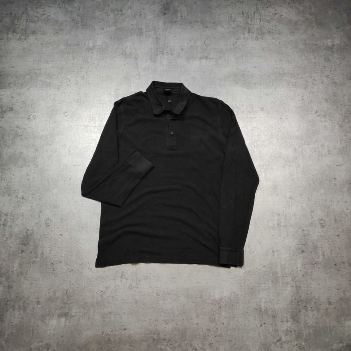 MĘSKA Ciemno Szara PREMIUM Koszulka Polo Długi Rękaw Bawełna Hugo Boss
