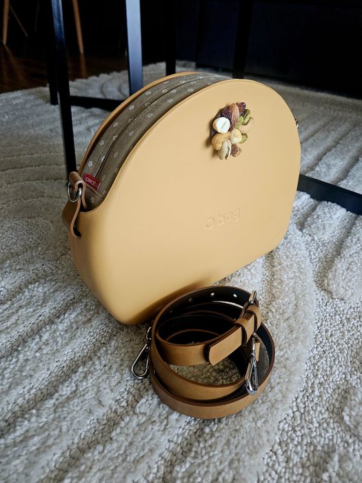 Obag moonlight cammello pasek skórzany guzik modelinowy organizer
