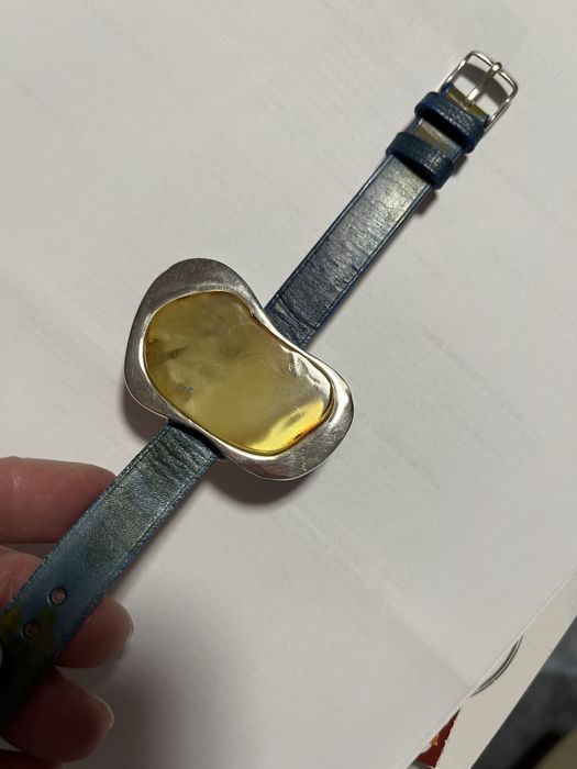 Bransoletka z bursztynem , srebro