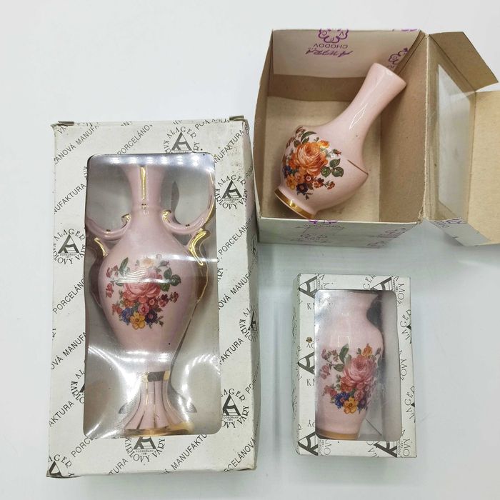 Kolekcjonerska czeska różowa porcelana