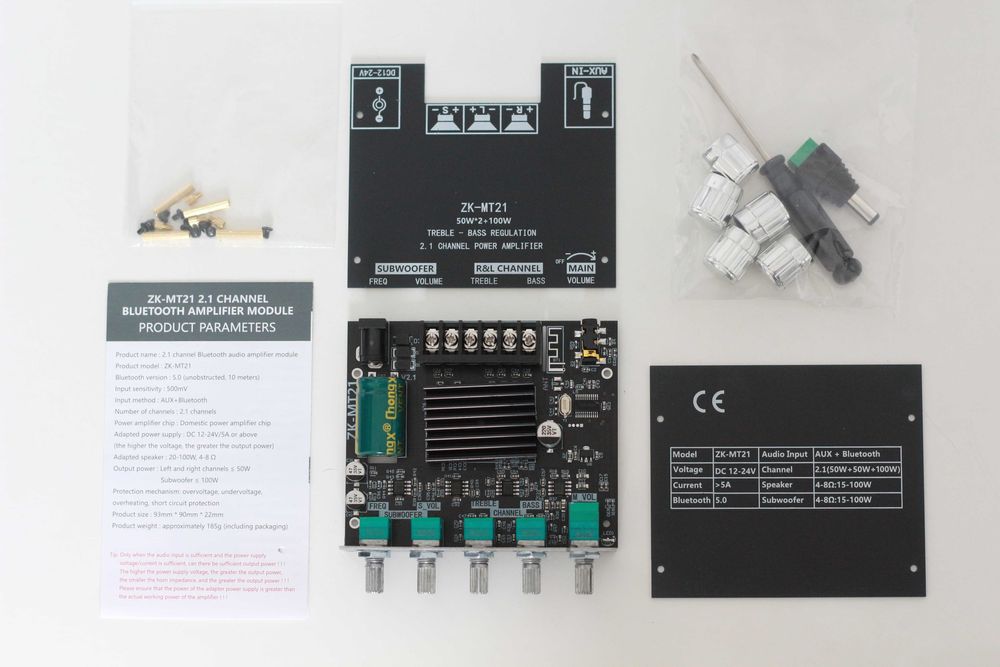 MINI Wzmacniacz Audio ZK-MT21 (50W*2 + 100W) 2.1 Bluetooth/AUX