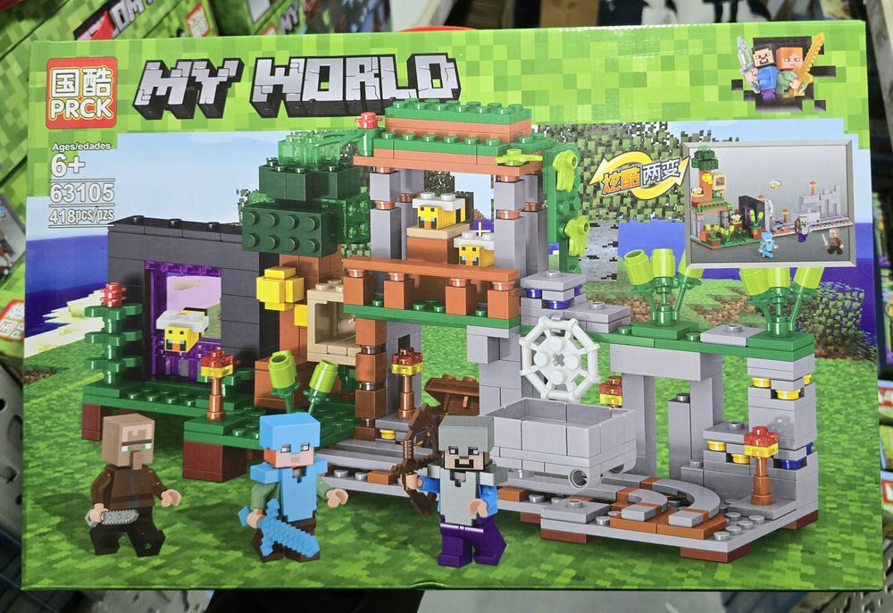 Nowe klocki Minecraft kopalnia z pszczołami kompatybilne z Lego klocki Minecraft Pszczoły