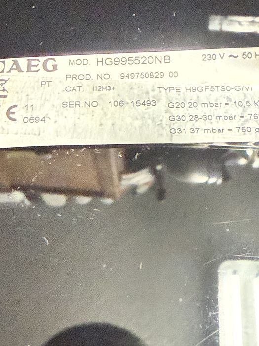 Vidro para placa fogao a gas AEG HG995520NB