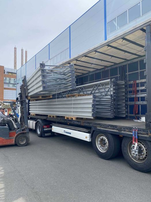 Складські стелажі, склад мезозин, палетний, платформа, траверси, склад