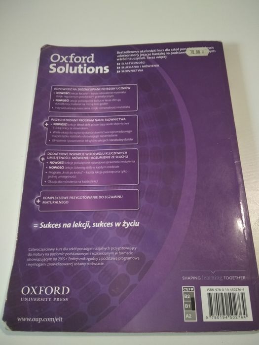 Oxford Solutions Intermediate podręcznik do nauki języka angielskiego