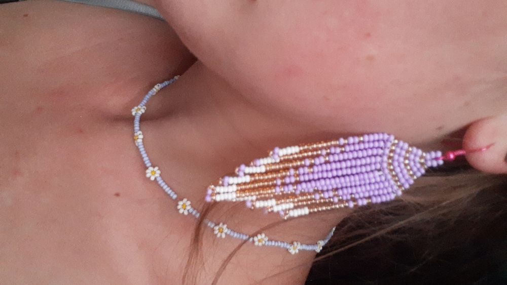 Сережки серги кульчики прикраси бісер чокер Намисто кольє