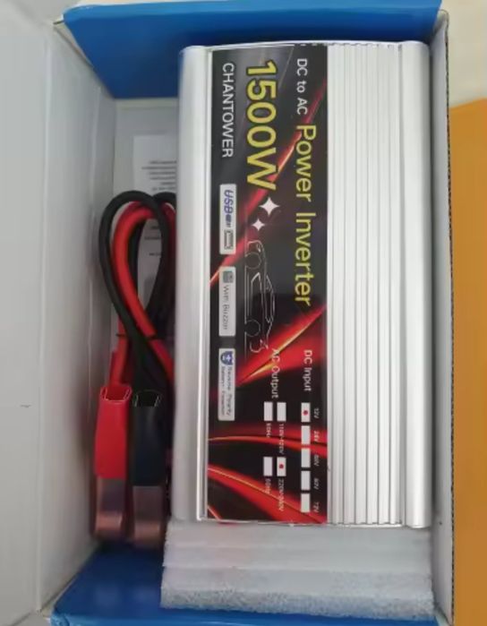 Інвертор 1500W з USB-портом. Перетворювач напруги з 12 В до 220 В.