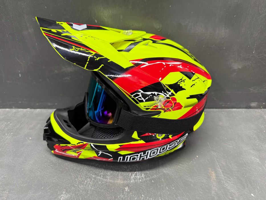 Шолом, шлем кросс ендуро із окулярами