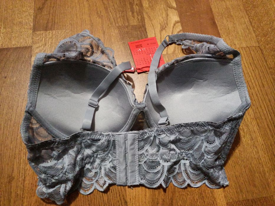 Nowy biustonosz 75 C szary bralet koronka