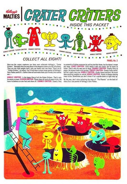 Antiga Coleção Completa ~ ” CRATER CRITTERS ” ~ 8 Monocromáticos Brinde Kellogg´s Anos 70.
