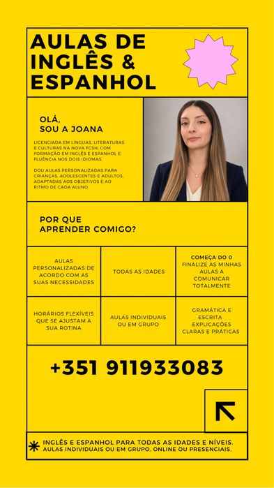 Aulas de Inglês, Espanhol e Português | Explicações, Preparação para exames, Entrevistas e Conversação