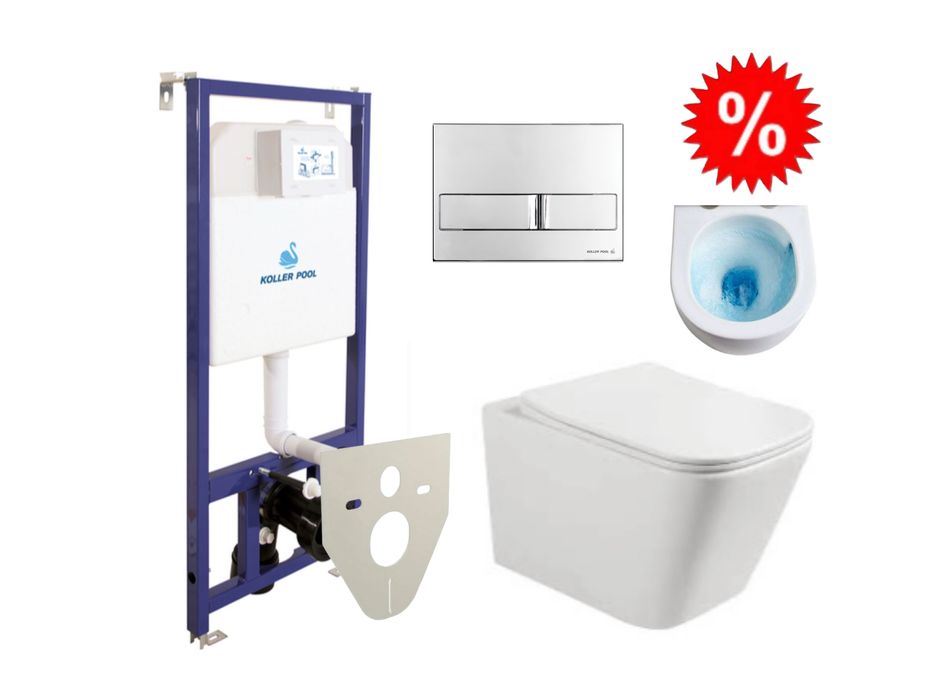 Інсталяція KollerPool з хромоваеою кнопкою з унітазом Volle Libra 2.0