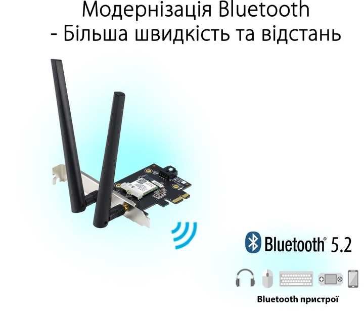 Мережевий адаптер ASUS PCE-AXE5400 2в1 (WiFi + Bluetooth) PCI Express