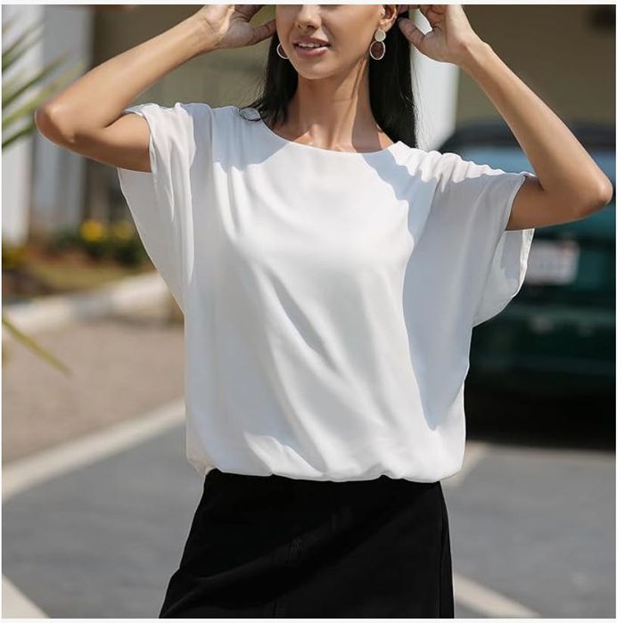 Bluzka damska typu nietoperz, szaro-błękitna, rozm. L, MGIZO