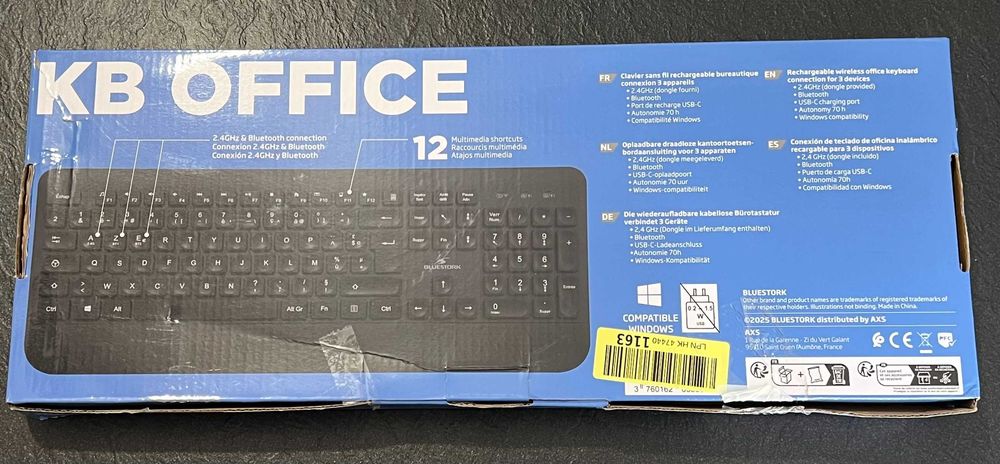 Klawiatura bezprzewodowa Bluestork Office R2 Bluetooth AZERTY FR czarna
