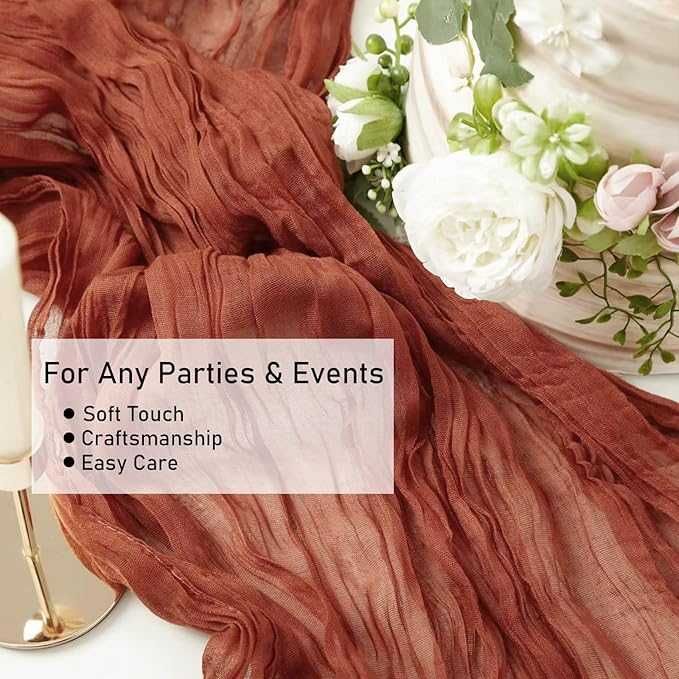 Zestaw 2 bieżników stołowych 90x300 cm Terracotta – dekoracja ślubna