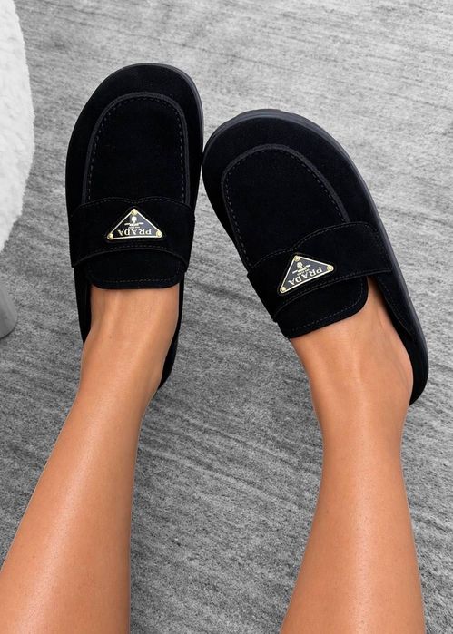 Мюли Прада черные Prada высокие